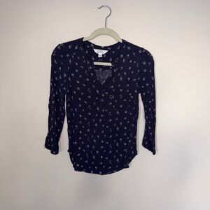 Market & Spruce Dark Blue Floral Blouse